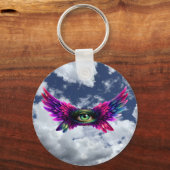 Winged Protection Eye – Round Intention Keychain キーホルダー (正面)