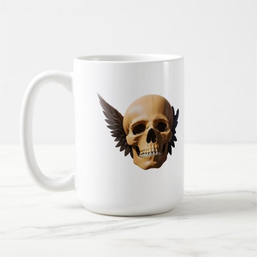 Winged Skull Symbolizing Mortality and Freedom コーヒーマグカップ (左)
