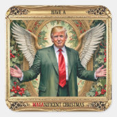Winged Trump MAGA nificent Christmas Luxury スクエアシール (正面)