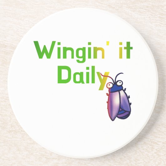 Wingin It Daily Funny Bug Humor コースター (正面)