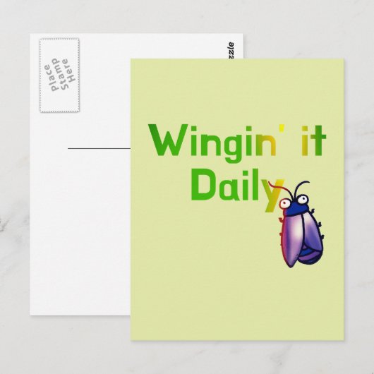 Wingin It Daily Funny Bug Humor ポストカード (正面/裏面)
