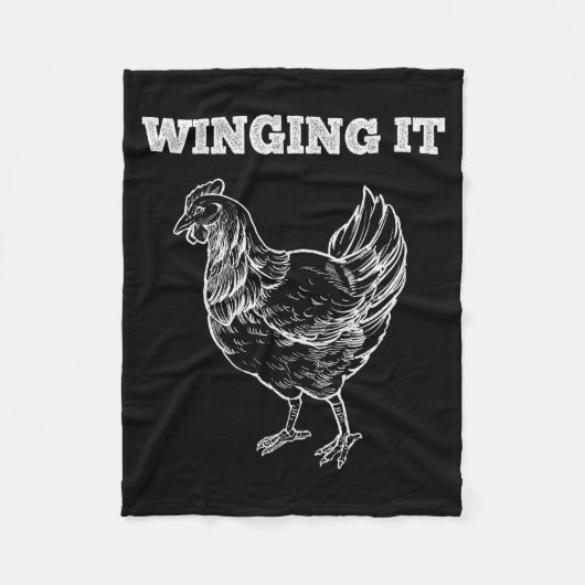 Winging It Funny Chicken Wings Lovers Quote フリースブランケット (正面)