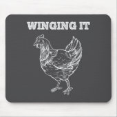 Winging It Funny Chicken Wings Lovers Quote  マウスパッド (正面)