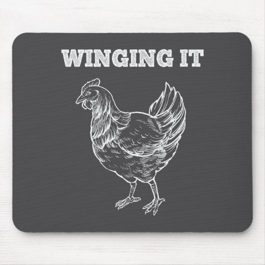 Winging It Funny Chicken Wings Lovers Quote  マウスパッド (正面)