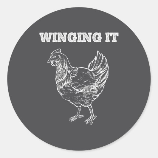 Winging It Funny Chicken Wings Lovers Quote ラウンドシール (正面)