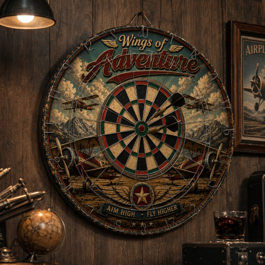 Wings of Adventure Vintage Biplane Retro Airplane ダーツボード