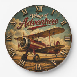 Wings of Adventure Vintage Biplane Retro Airplane ペーパープレート