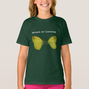 Wings of Change   蝶グラフィックガールズTシャツ Tシャツ