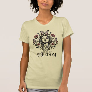 Wings of Freedom – Butterfly Woman Floral Botanica Tシャツ