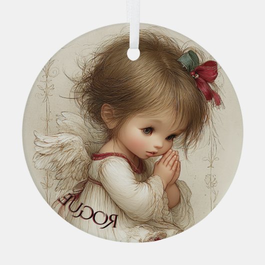 Wings of Prayer with Custom Name ガラスオーナメント (裏面)