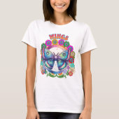 Wings Psychedelic Butterfly Floral Fram Tシャツ (正面)