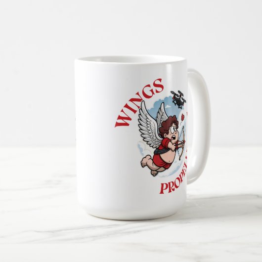 Wings vs Propellers, Cupidon vs Drone, Valentine’s コーヒーマグカップ (正面右)
