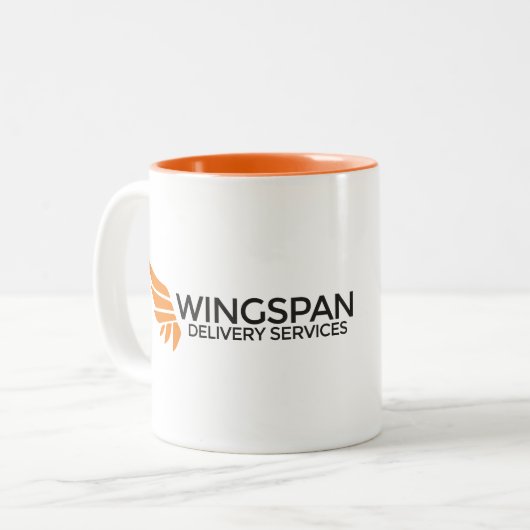 WINGSPANの配達サービスのロゴのマグ ツートーンマグカップ (正面左)