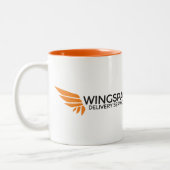 WINGSPANの配達サービスのロゴのマグ ツートーンマグカップ (左)