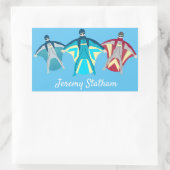 Wingsuet Skydivingをテーマにした 長方形シール (バッグ)