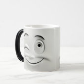 Winking Cartoon Face 3D モーフィングマグカップ (正面左)
