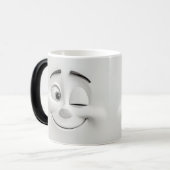 Winking Cartoon Face 3D モーフィングマグカップ (正面左)