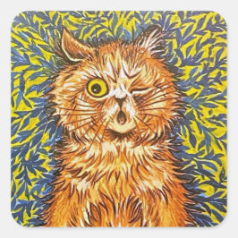 Winking Cat & Background サイケデリック by Louis Wain スクエアシール