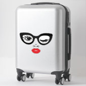 Winking Face Sticker – Retro Cat Eye Sunglasses St シール (スーツケース)