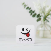 Winking Face Tongue Out てへぺろ Tehepero | Oops スクエア名刺 (スタンド正面)