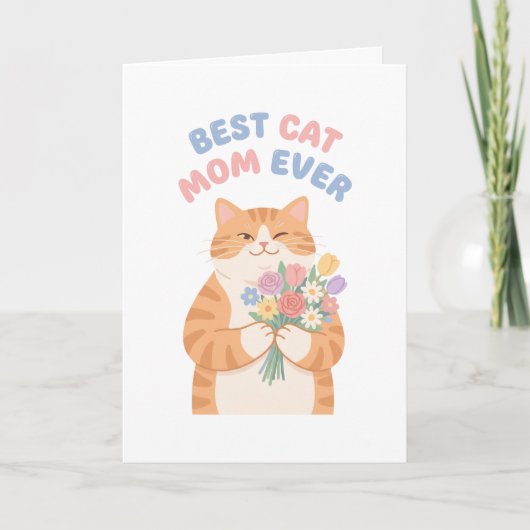 Winking Ginger Tabby Cat Mother's Day Art カード (正面)