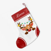 Winking Reindeer with Christmas Lights in Antlers スモールクリスマスストッキング (裏面 (吊り時))