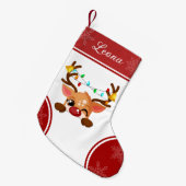 Winking Reindeer with Christmas Lights in Antlers スモールクリスマスストッキング (正面 (吊り時))