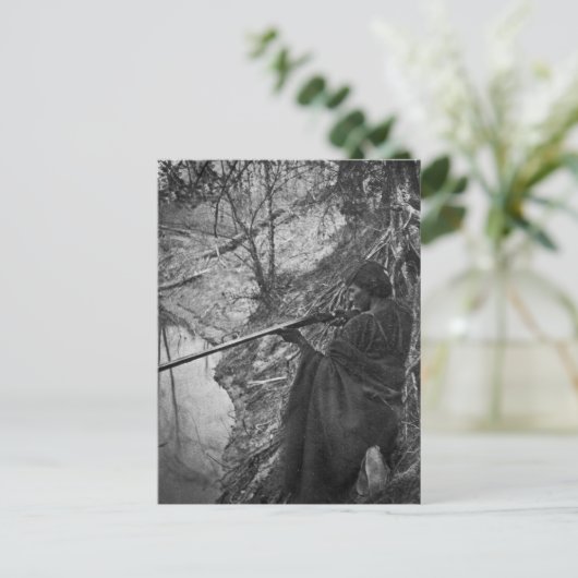 Winnebagoインディアンチーフダック狩りグレースケール ポストカード (スタンド正面)