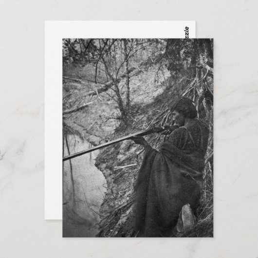 Winnebagoインディアンチーフダック狩りグレースケール ポストカード (正面/裏面)