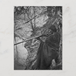 Winnebagoインディアンチーフダック狩りグレースケール ポストカード