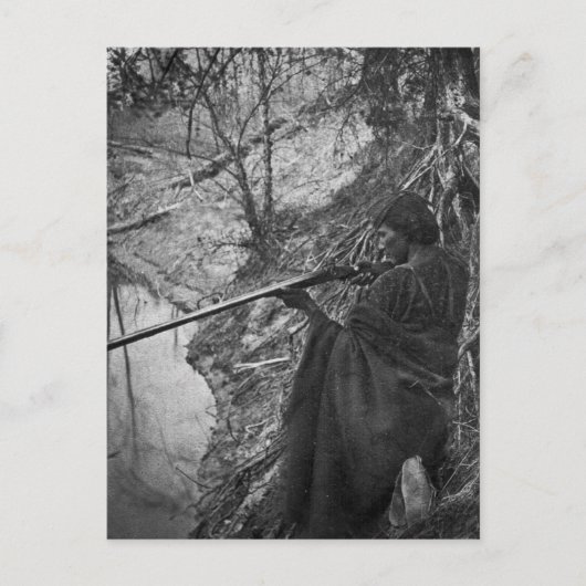 Winnebagoインディアンチーフダック狩りグレースケール ポストカード (正面)