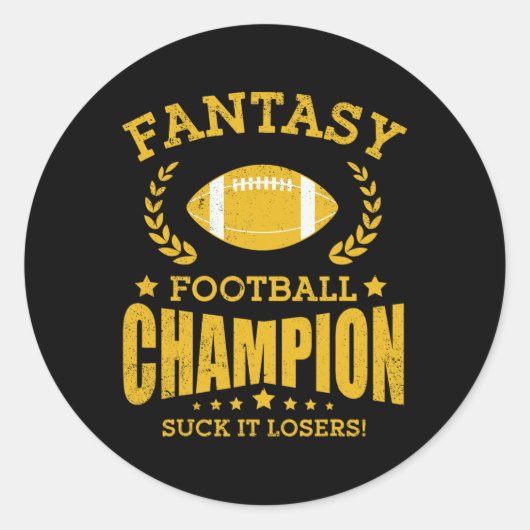 Winner Fantasy Football Champ Champion Draft Footb ラウンドシール (正面)