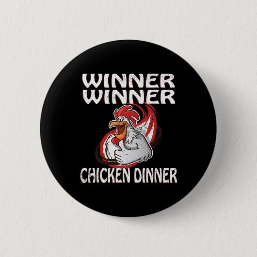 Winner Loser Video Game Chicken Dinner Game Player 缶バッジ (正面)