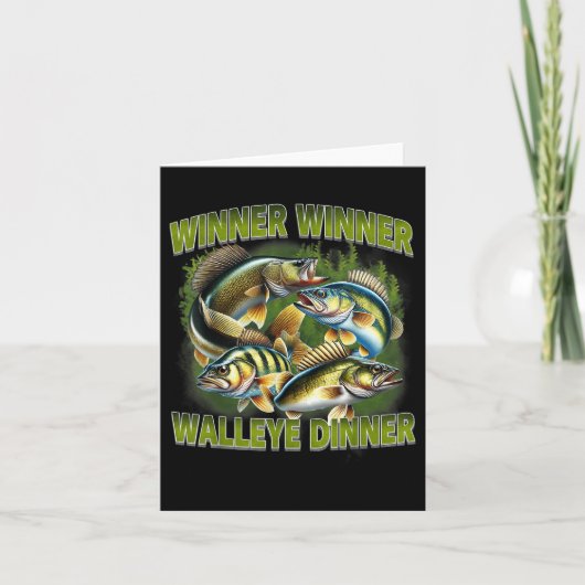Winner Winner Walleye Dinner Funny Walleye Fishing カード (正面)