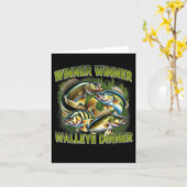 Winner Winner Walleye Dinner Funny Walleye Fishing カード (黄色い花)
