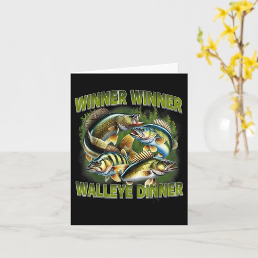 Winner Winner Walleye Dinner Funny Walleye Fishing カード (黄色い花)