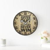 Winners Never Quit Motivational Office Decor Gift ラージ壁時計 (ホーム)