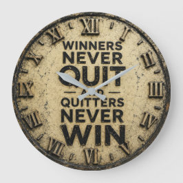 Winners Never Quit Motivational Office Decor Gift ラージ壁時計