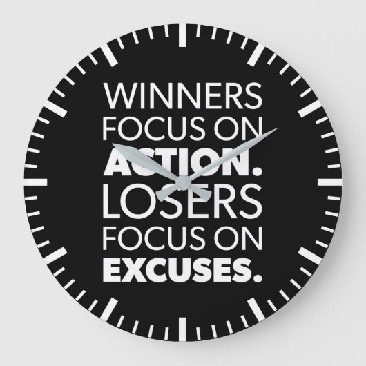 Winners Take Action, Losers Make Excuses ラージ壁時計 (正面)