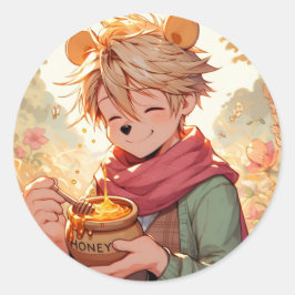 Winnie the Pooh Anime Guy V11ステッカー ラウンドシール