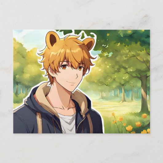 Winnie the Pooh Anime Guy V2ポストカード ポストカード (正面)