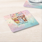 Winnie the Pooh | Happy Birthday スクエアペーパーコースター (アングル)
