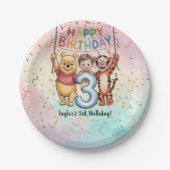 Winnie the Pooh | Happy Birthday ペーパープレート (正面)