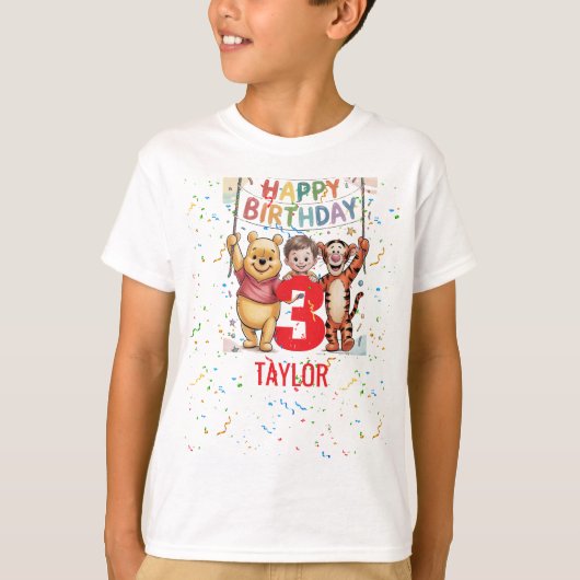 Winnie the Pooh | Happy Birthday Tシャツ (正面)