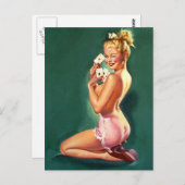 "Winning Aces"ヴィンテージは女の子アートをピン留めする ポストカード (正面/裏面)