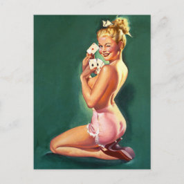 "Winning Aces"ヴィンテージは女の子アートをピン留めする ポストカード