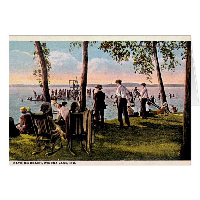 Winona湖、インディアナの浸るビーチ (正面横)