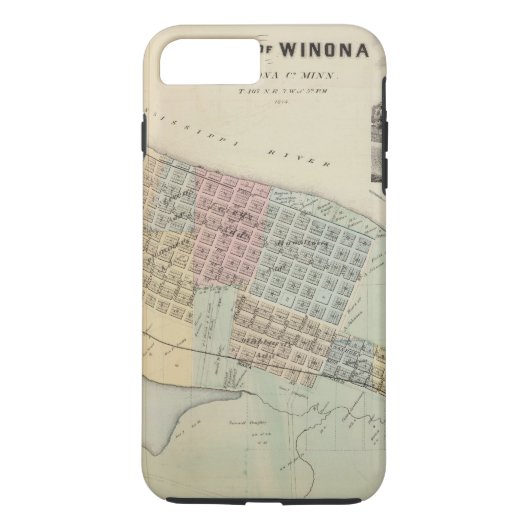 Winona、ミネソタの地図 Case-Mate iPhoneケース (裏面)