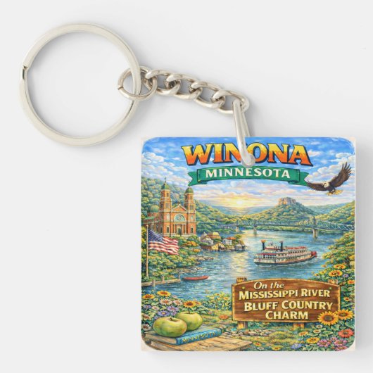 Winona, MN Minnesota Souvenir Gift Keychain キーホルダー (正面)