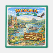 Winona, MN Minnesota Souvenir Magnet マグネット (正面)